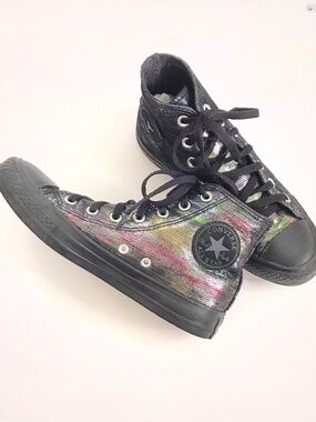 CONVERSE Metallic High Top Sneakers Black Women’s Size 7